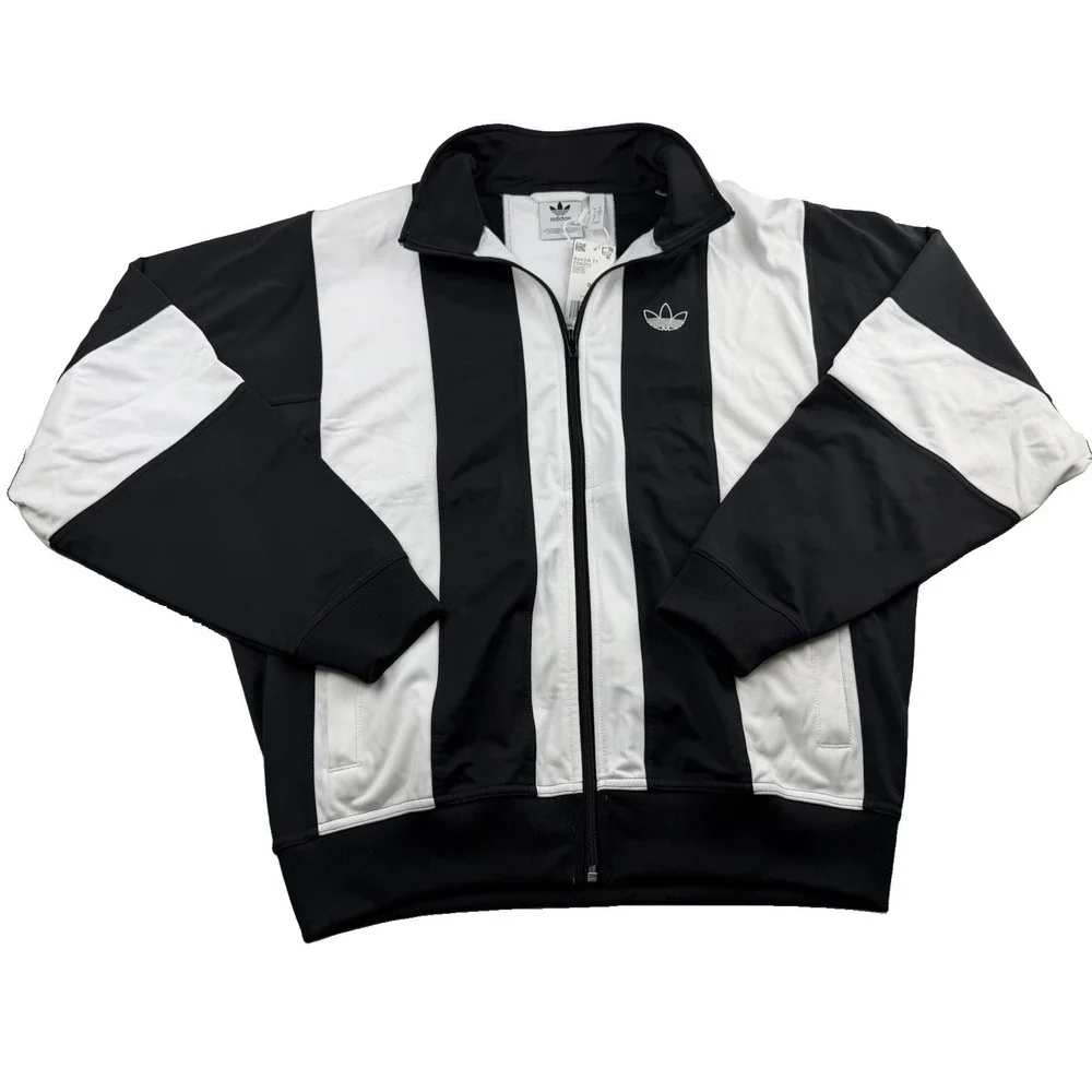 NWT New Adidas Track Jacket Zip Bailer TT ED6252 White/Black Tricot Small READ